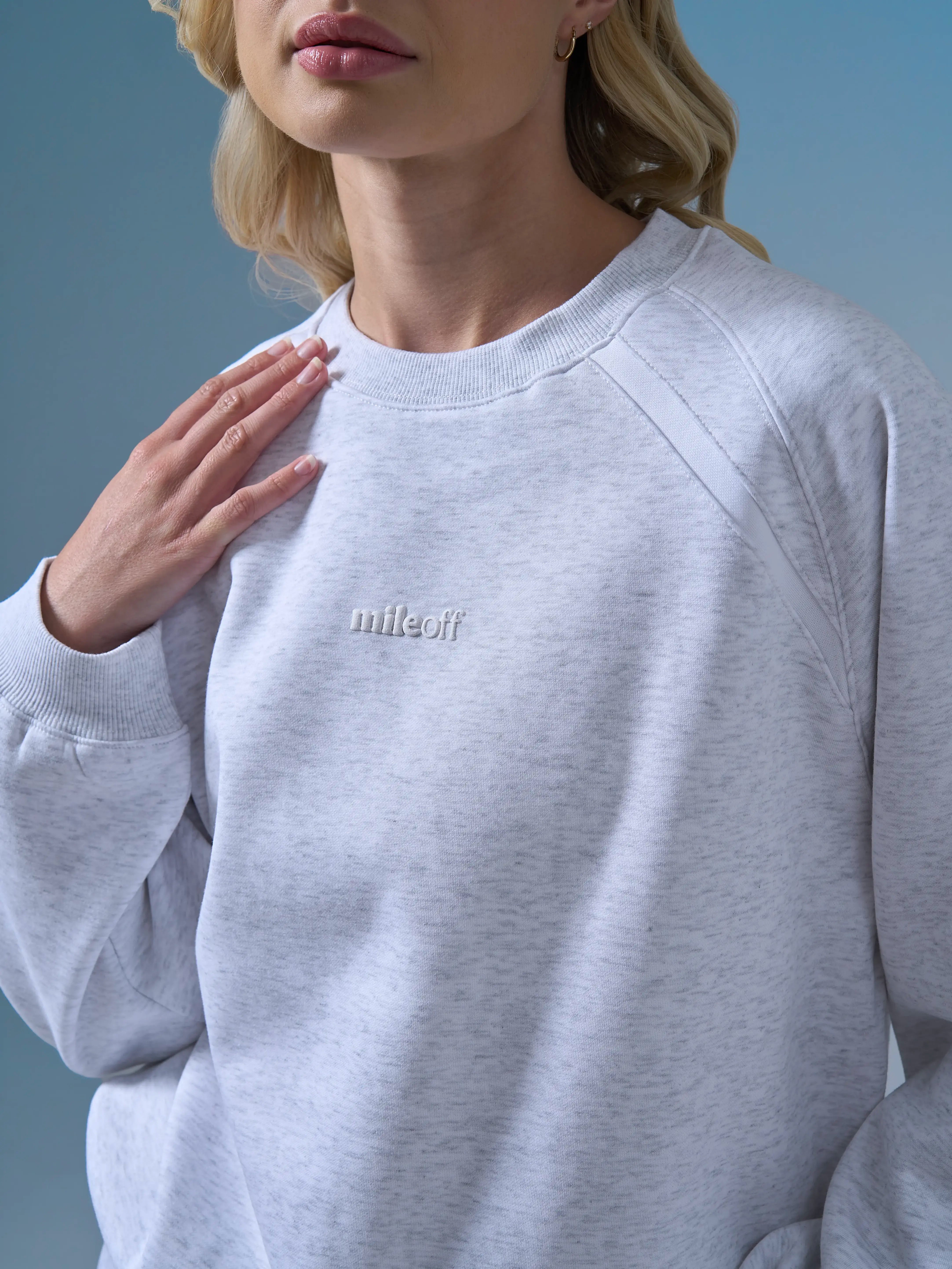 The Blackstone Embroidered Sweatshirt in Marl Grey – mileoff The Blackstone Embroidered Sweatshirt in Marl Grey – mileoff
