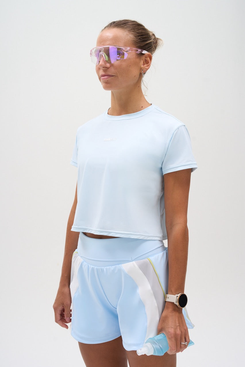 Cropped Run Tee in Ice Melt Blue