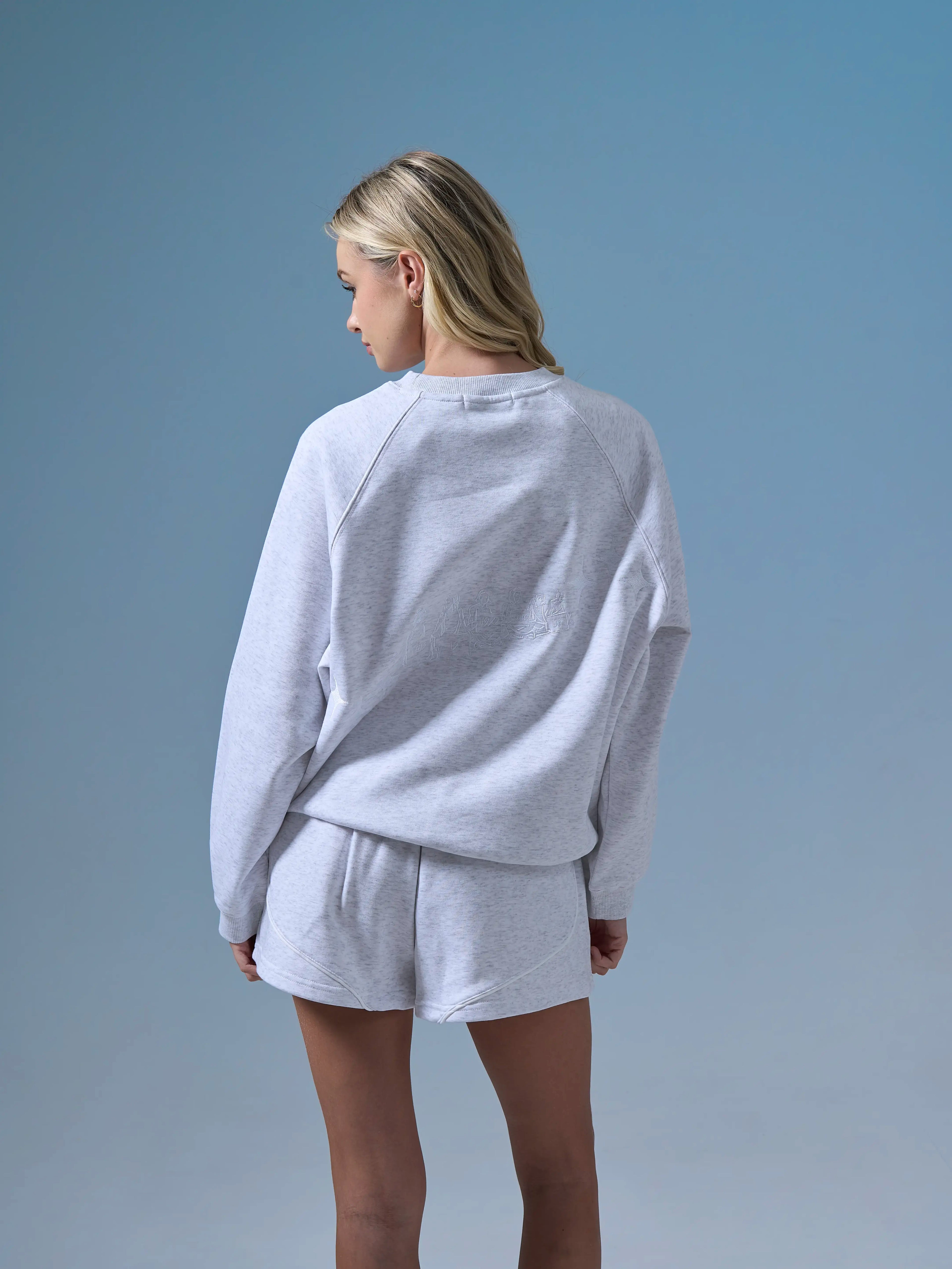 The Blackstone Embroidered Sweatshirt in Marl Grey