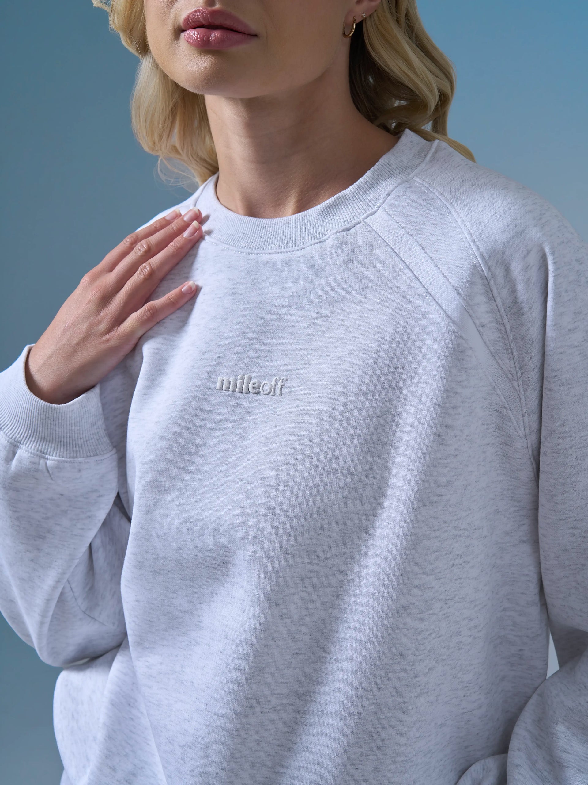 The Blackstone Embroidered Sweatshirt in Marl Grey – mileoff The Blackstone Embroidered Sweatshirt in Marl Grey – mileoff
