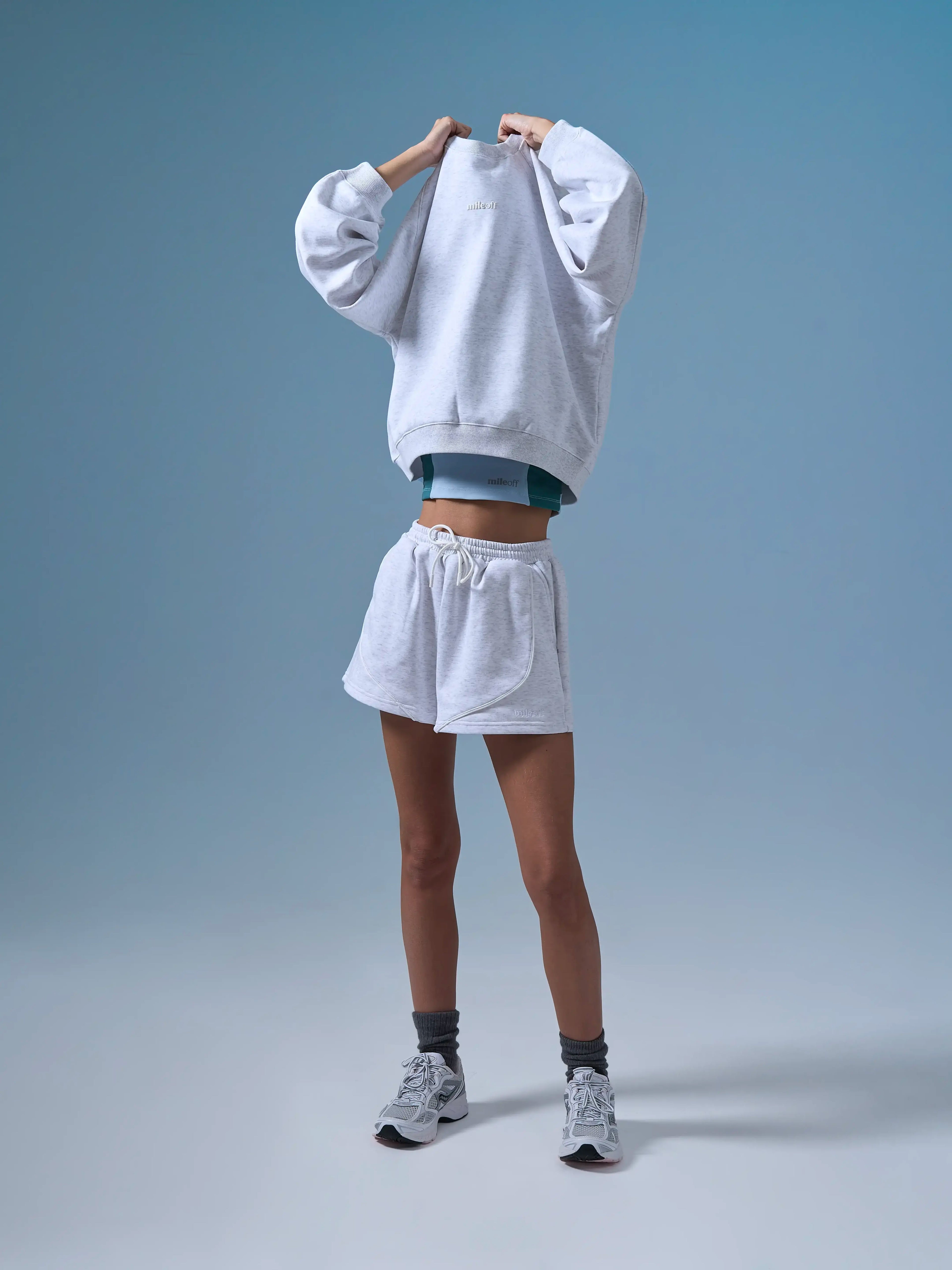 The Blackstone Embroidered Sweatshirt in Marl Grey