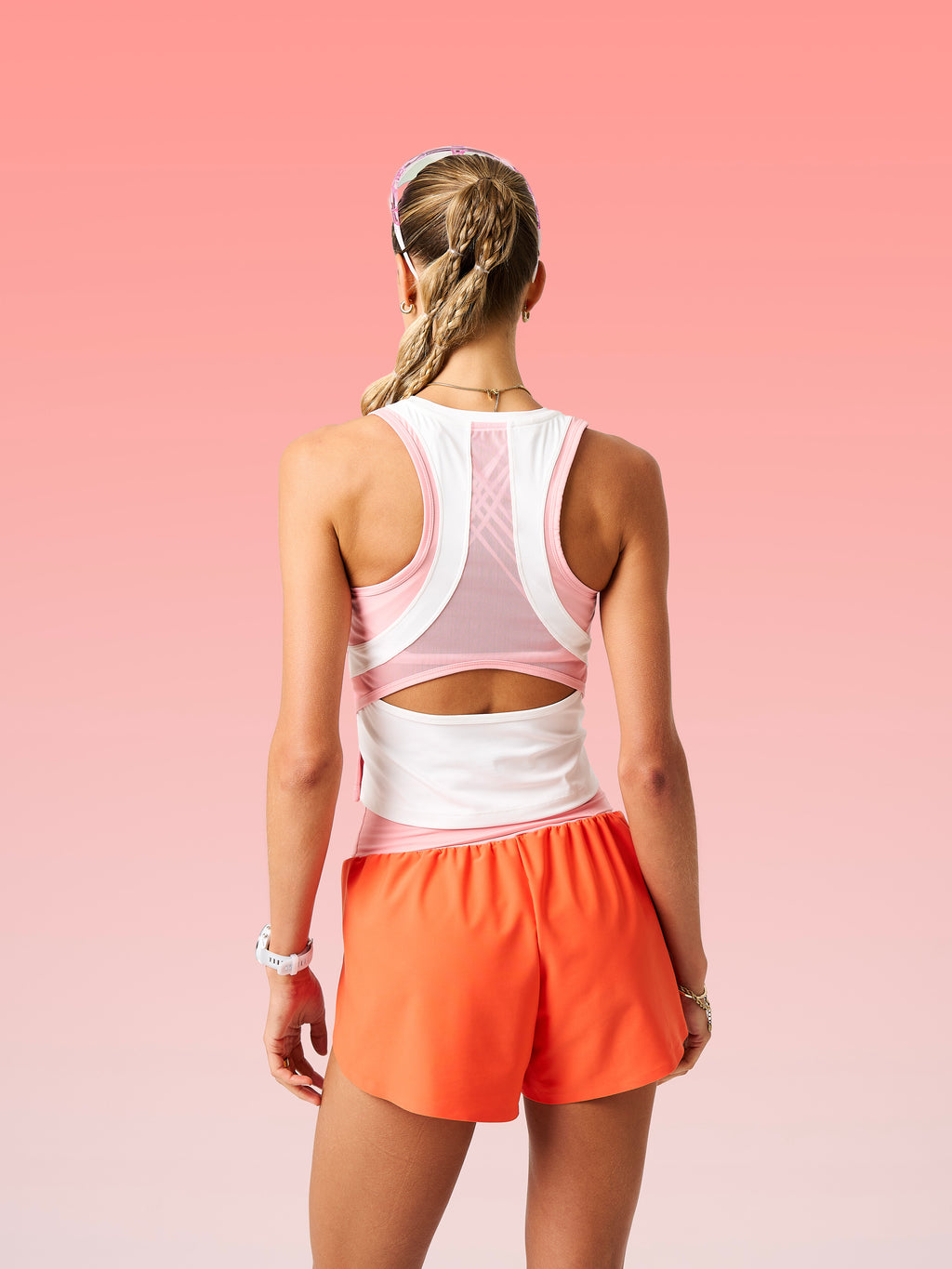 Run Tank Top in Strawberry & White