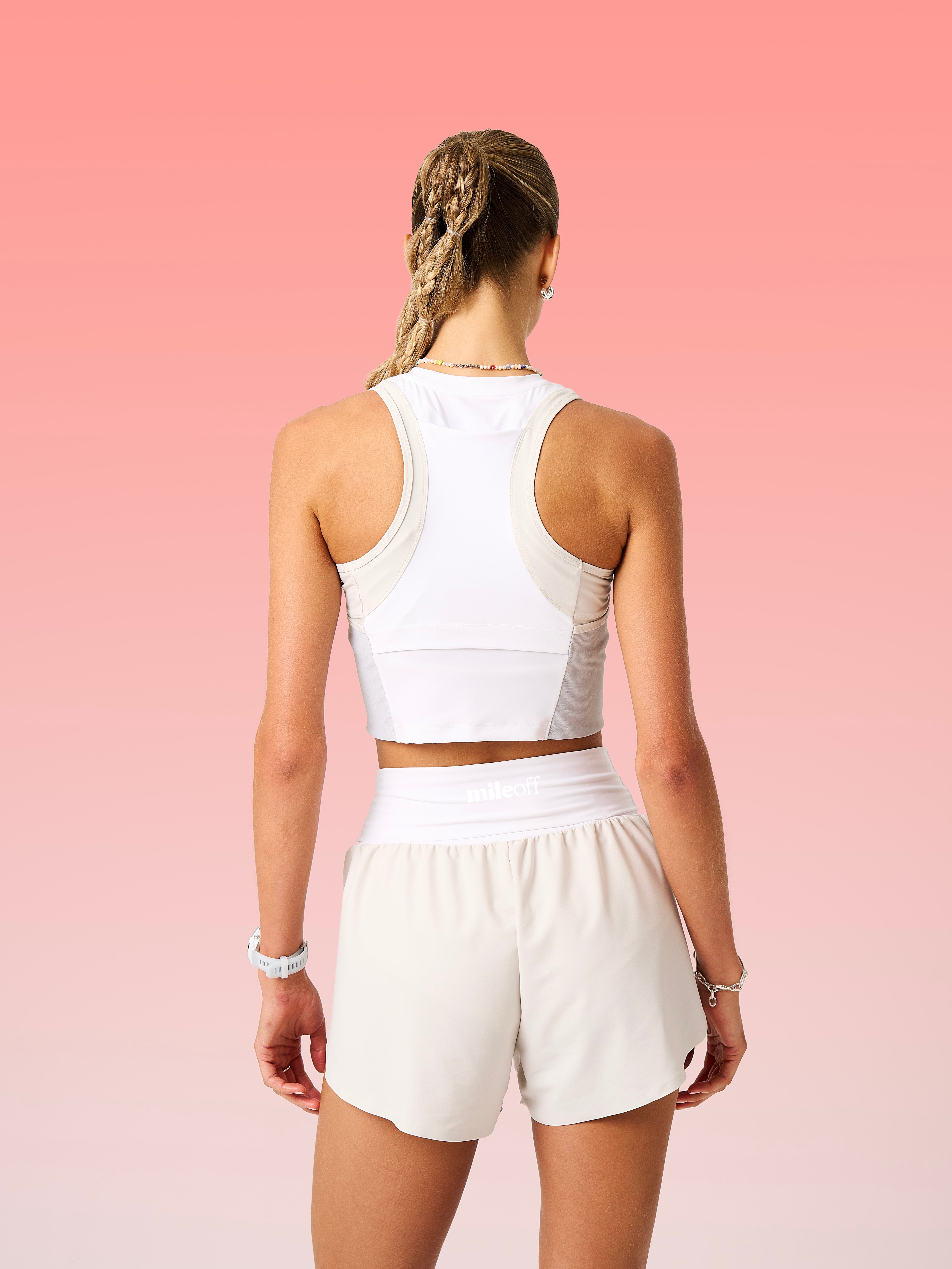 Cropped Race Tank in Coconut Milk