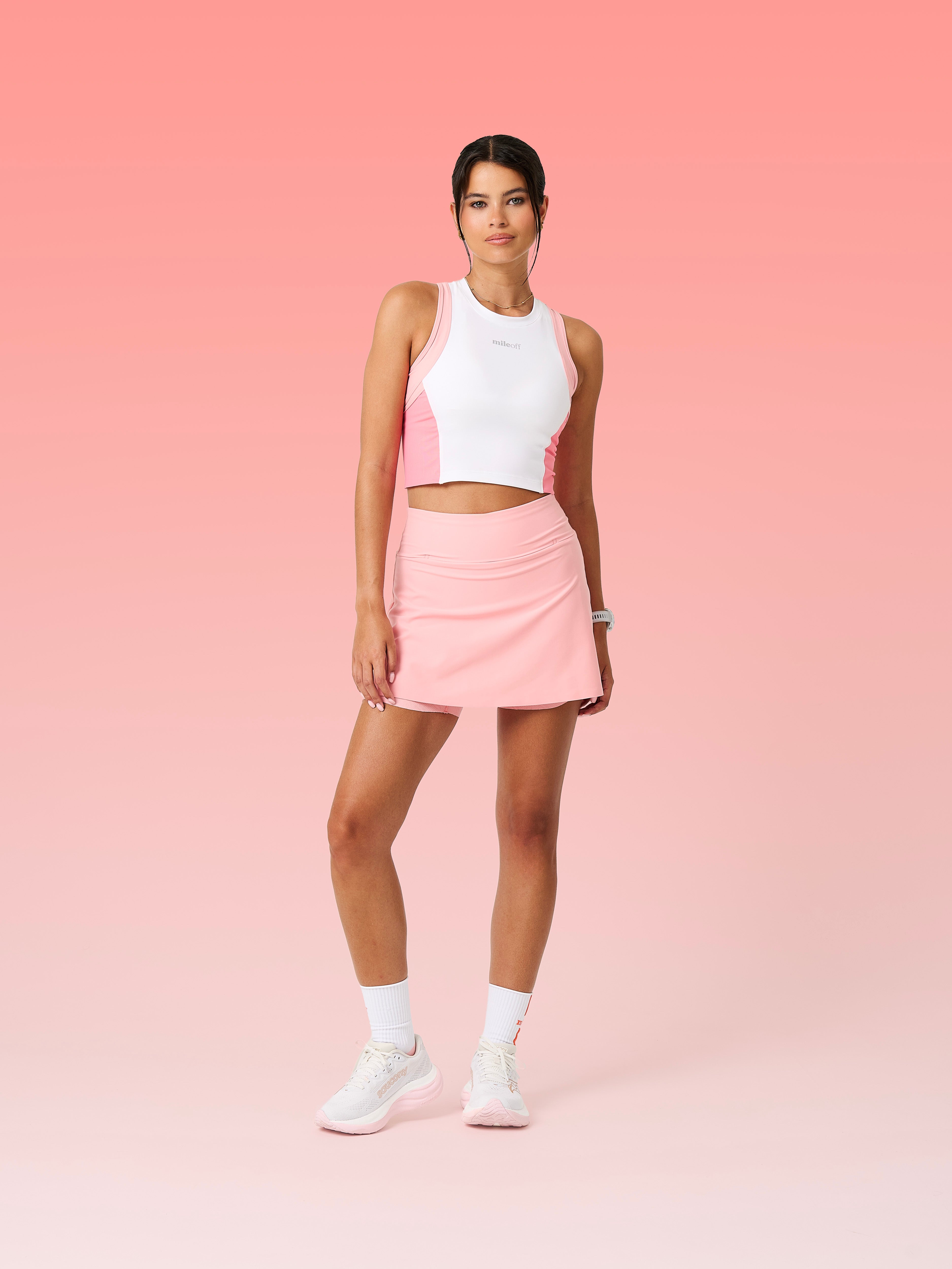 Cropped Race Tank in Strawberry Cream