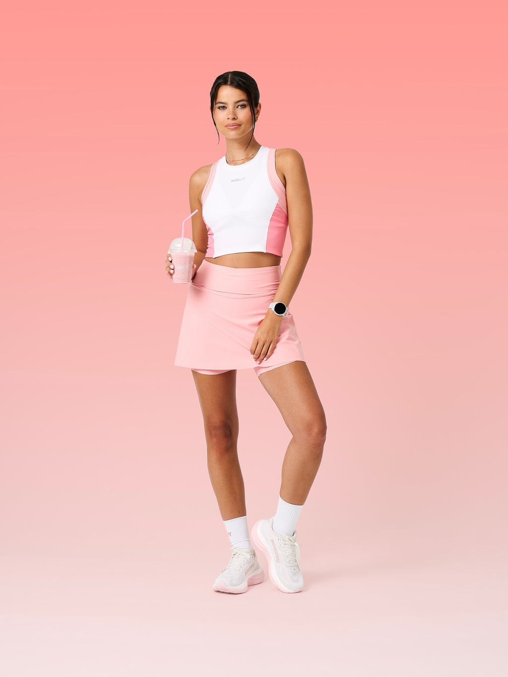 Cropped Race Tank in Strawberry Cream