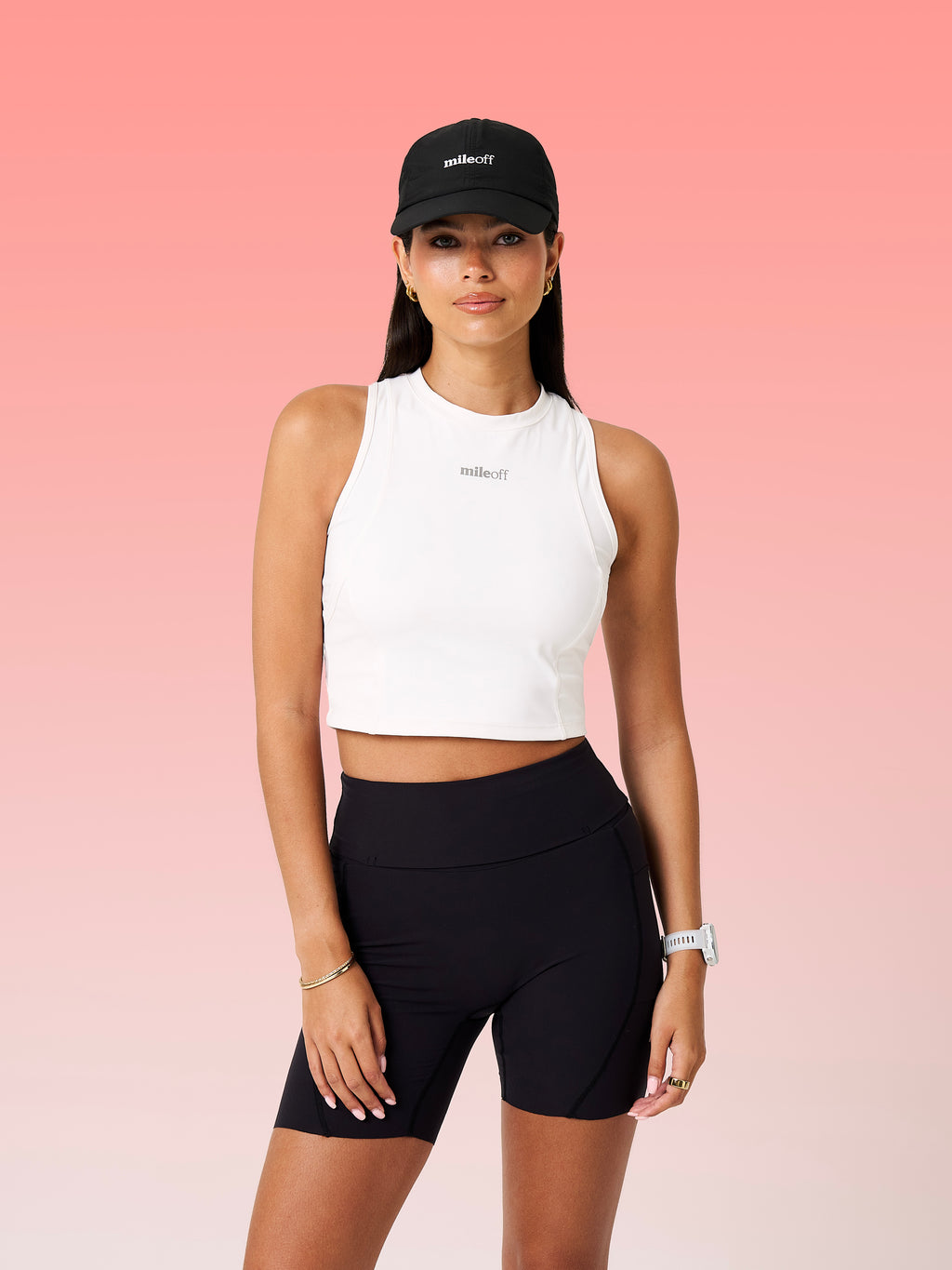 The Cropped Run Tank Top in solid Off White