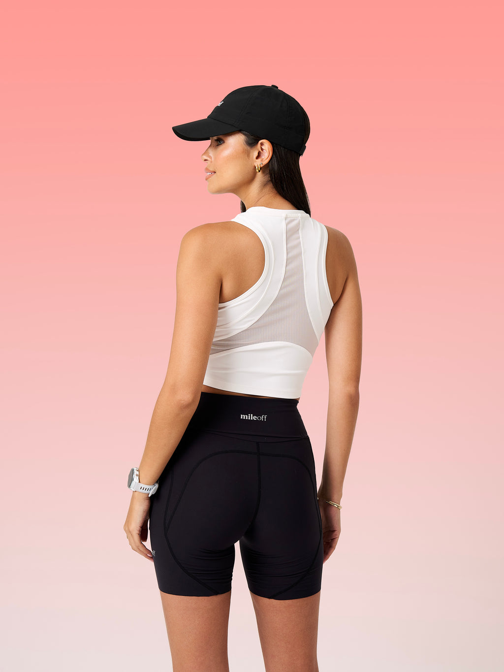 The Cropped Run Tank Top in solid Off White