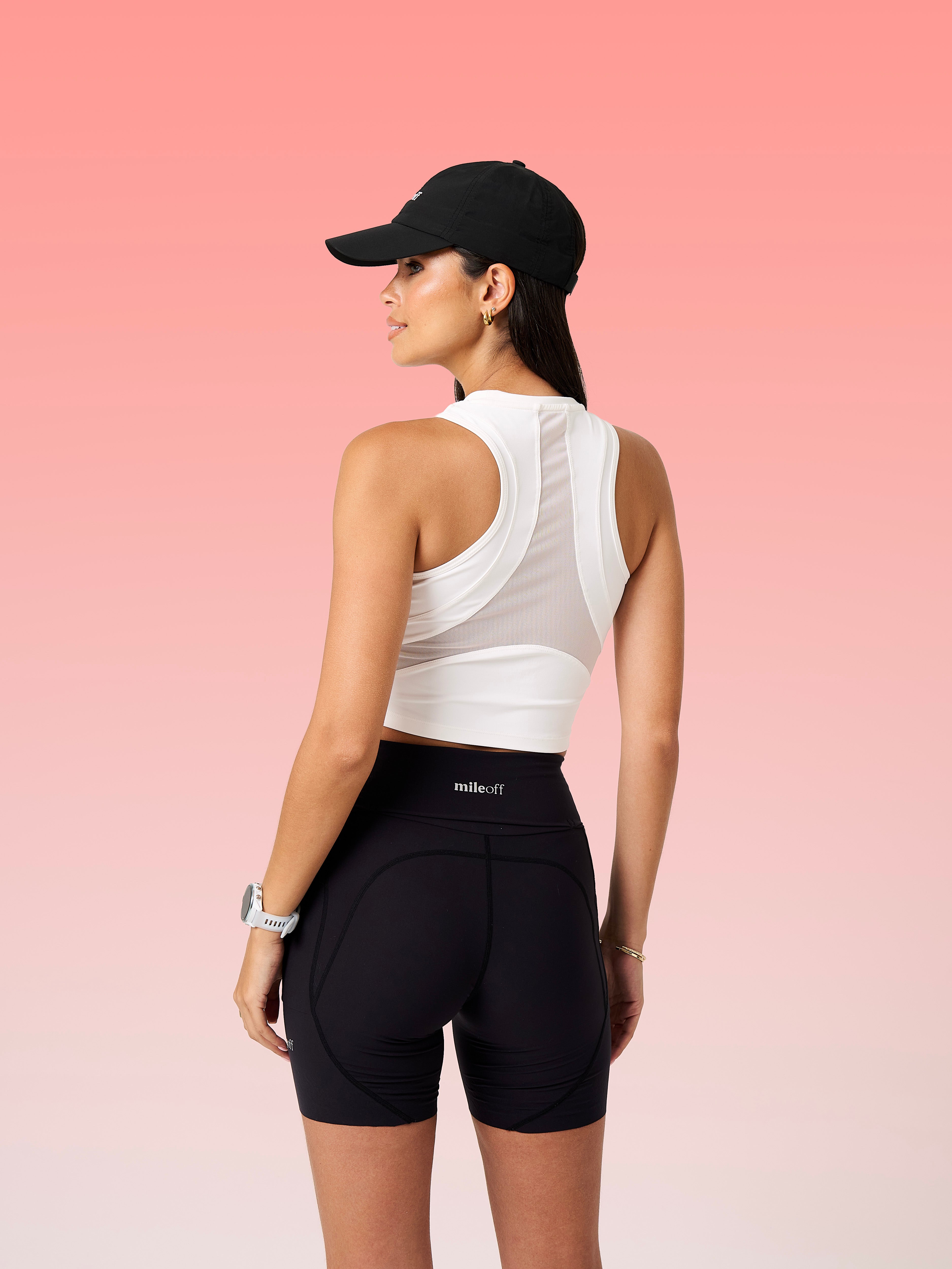 The Cropped Run Tank Top in solid Off White