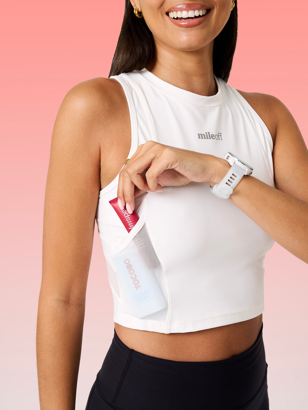 The Cropped Run Tank Top in solid Off White