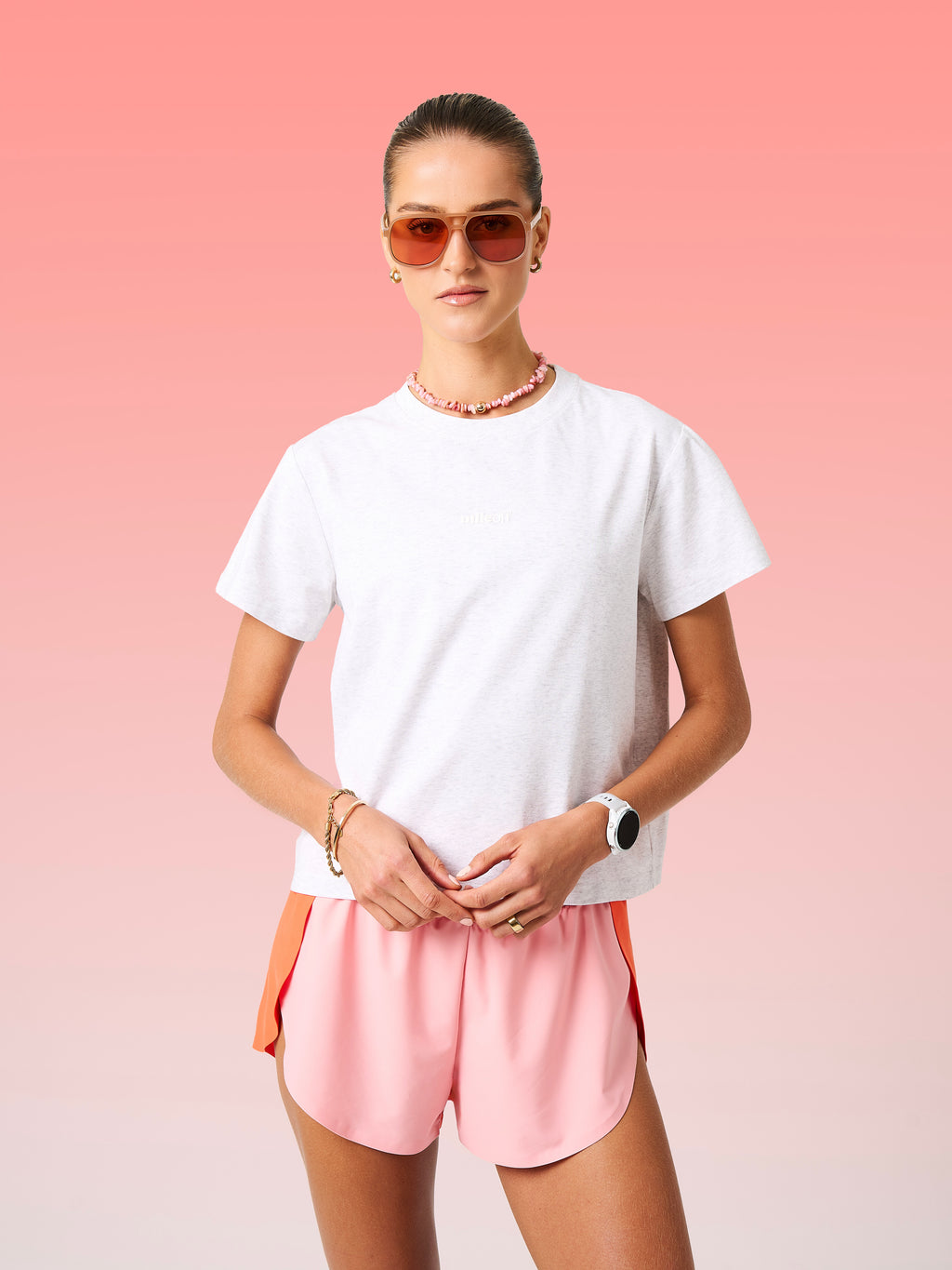 The Throw On Tee in Marl Grey