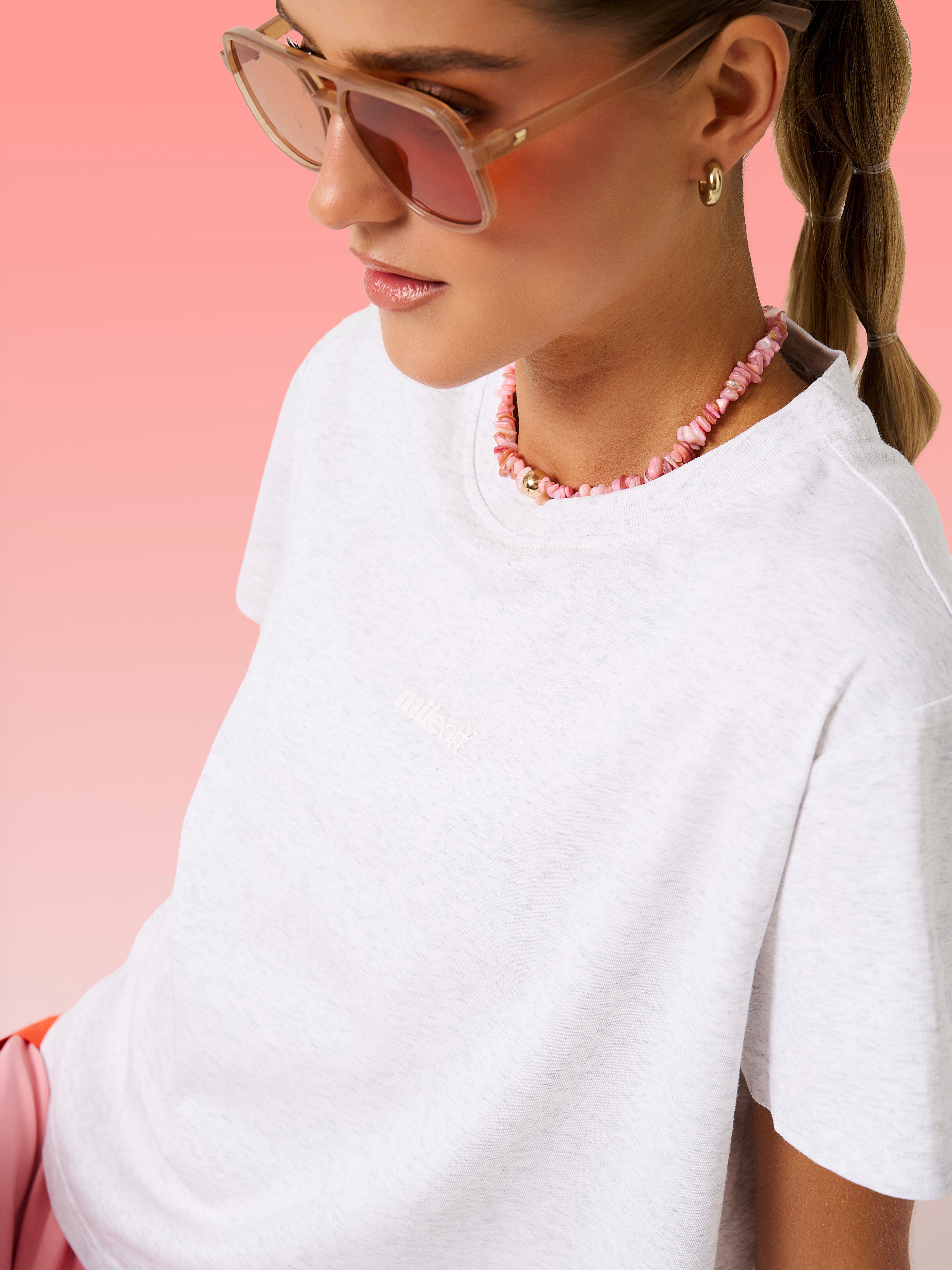The Throw On Tee in Marl Grey