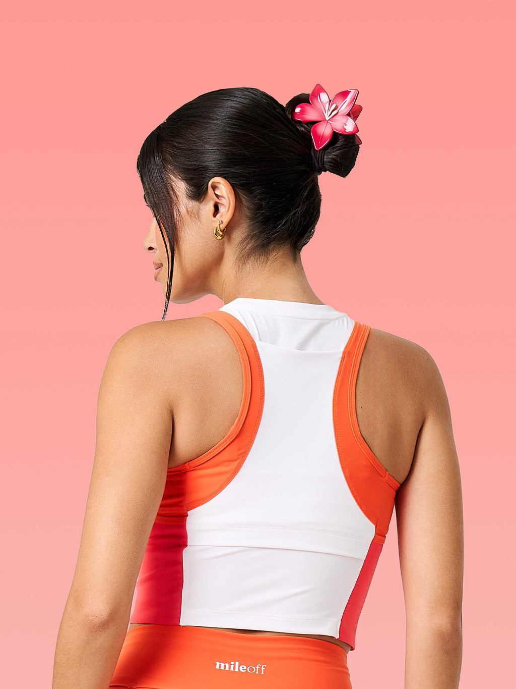 Cropped Race Tank in Watermelon Slush
