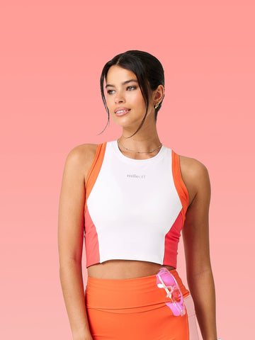 Cropped Race Tank in Watermelon Slush