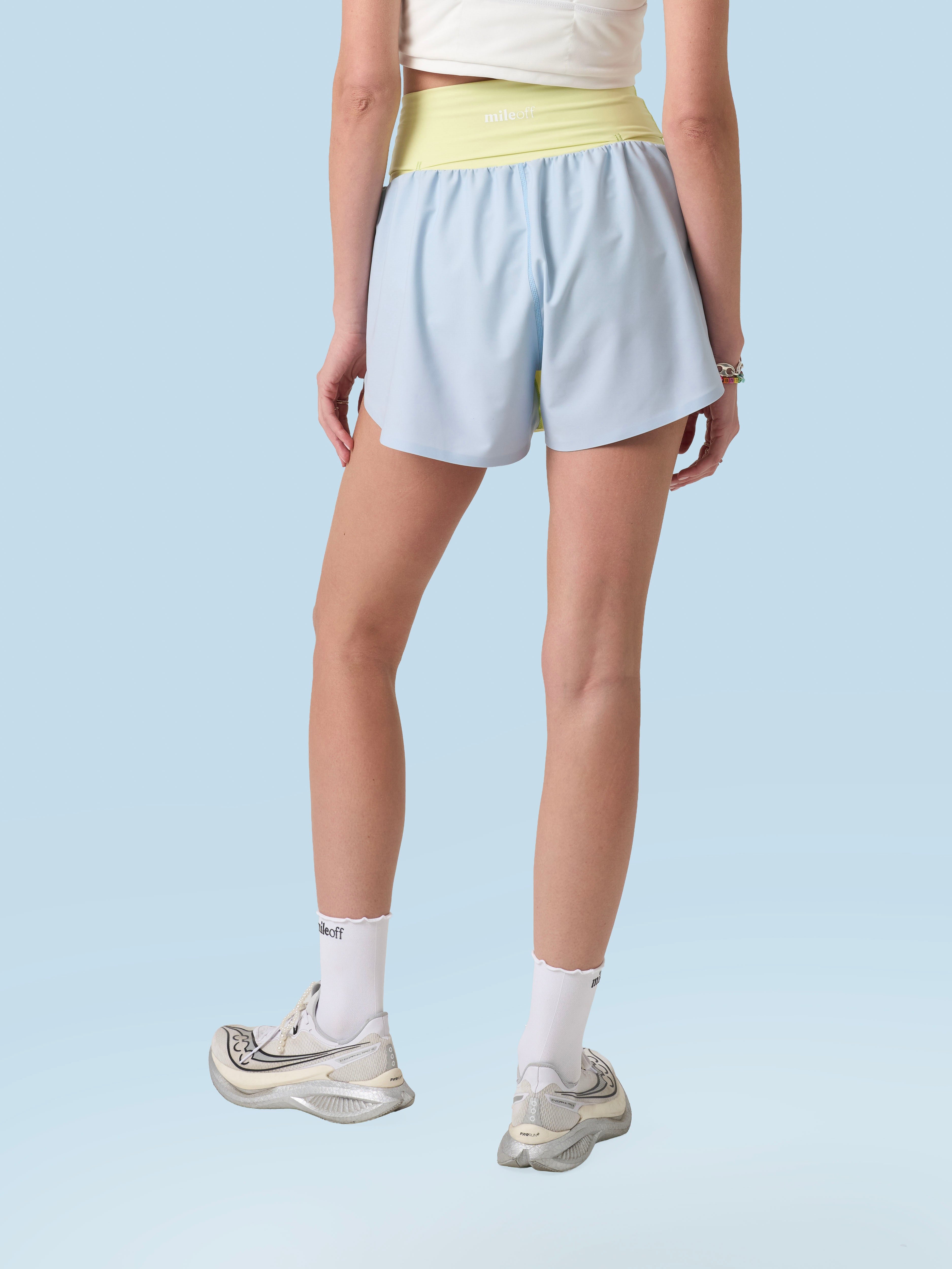 Flowy Short in Key Lime / Cloudless Sky