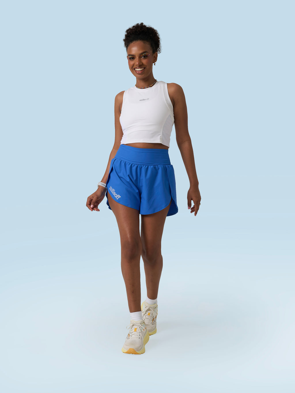 Cropped Race Tank in White