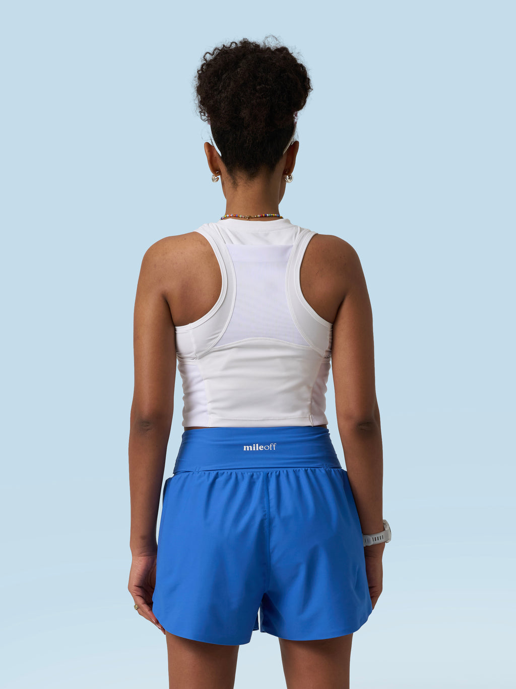 Cropped Race Tank in White