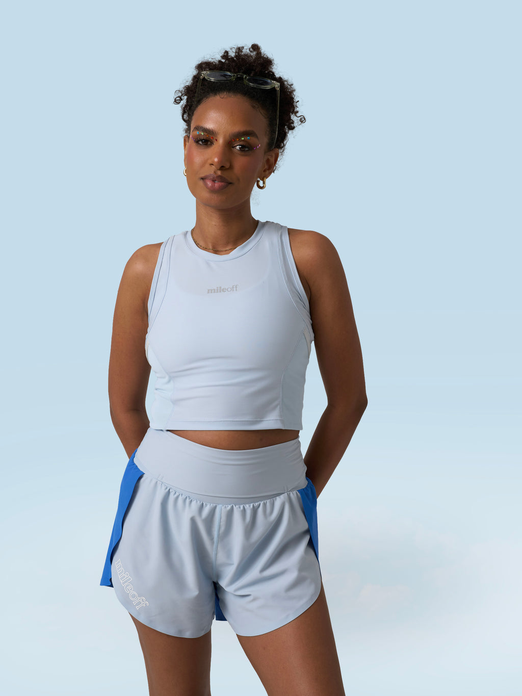 Cropped Race Tank in Cloudless Sky