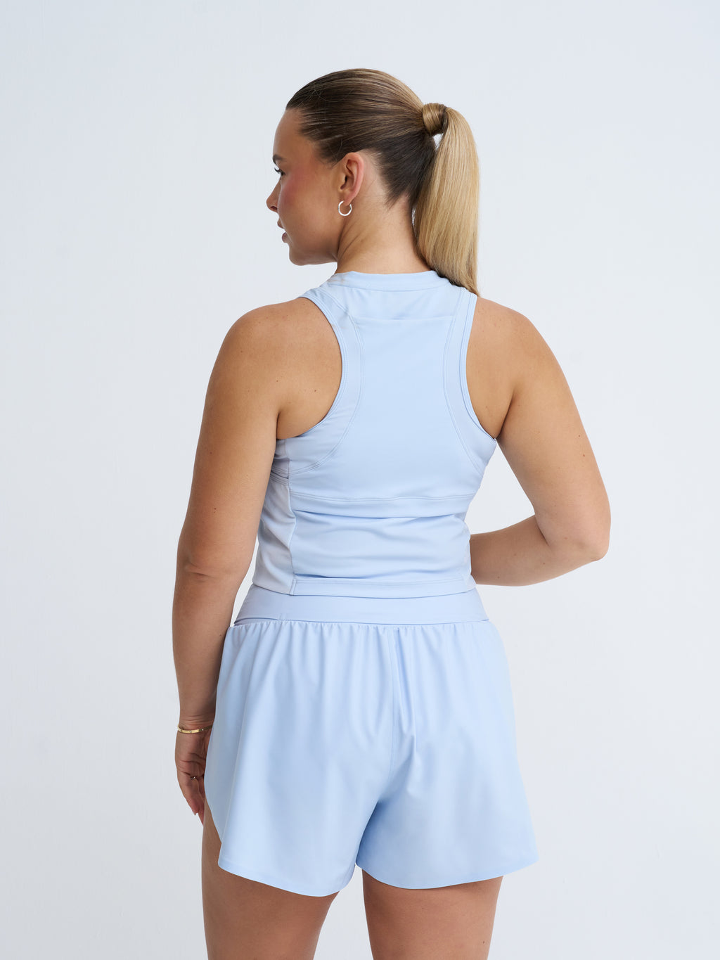 Cropped Race Tank in Blue Frost