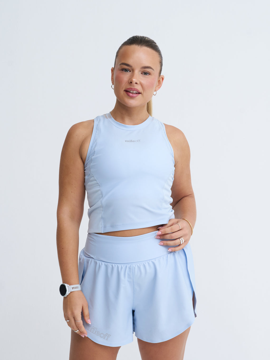 Cropped Race Tank in Blue Frost