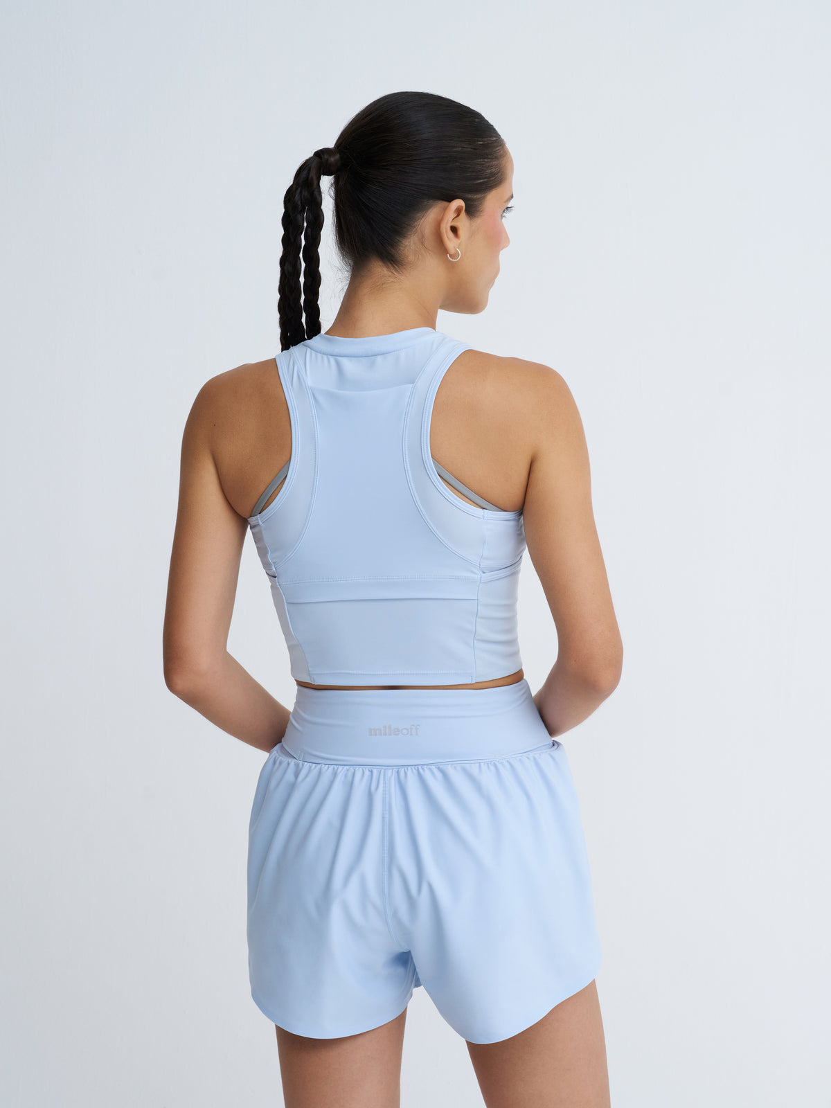 Cropped Race Tank in Blue Frost