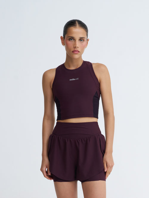 Cropped Race Tank In Burgundy Bliss