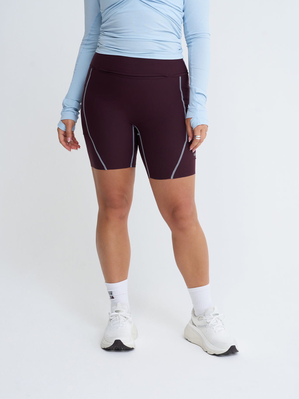 The Ultimate Tight Running Short in Burgundy Bliss With Contrast Stitching