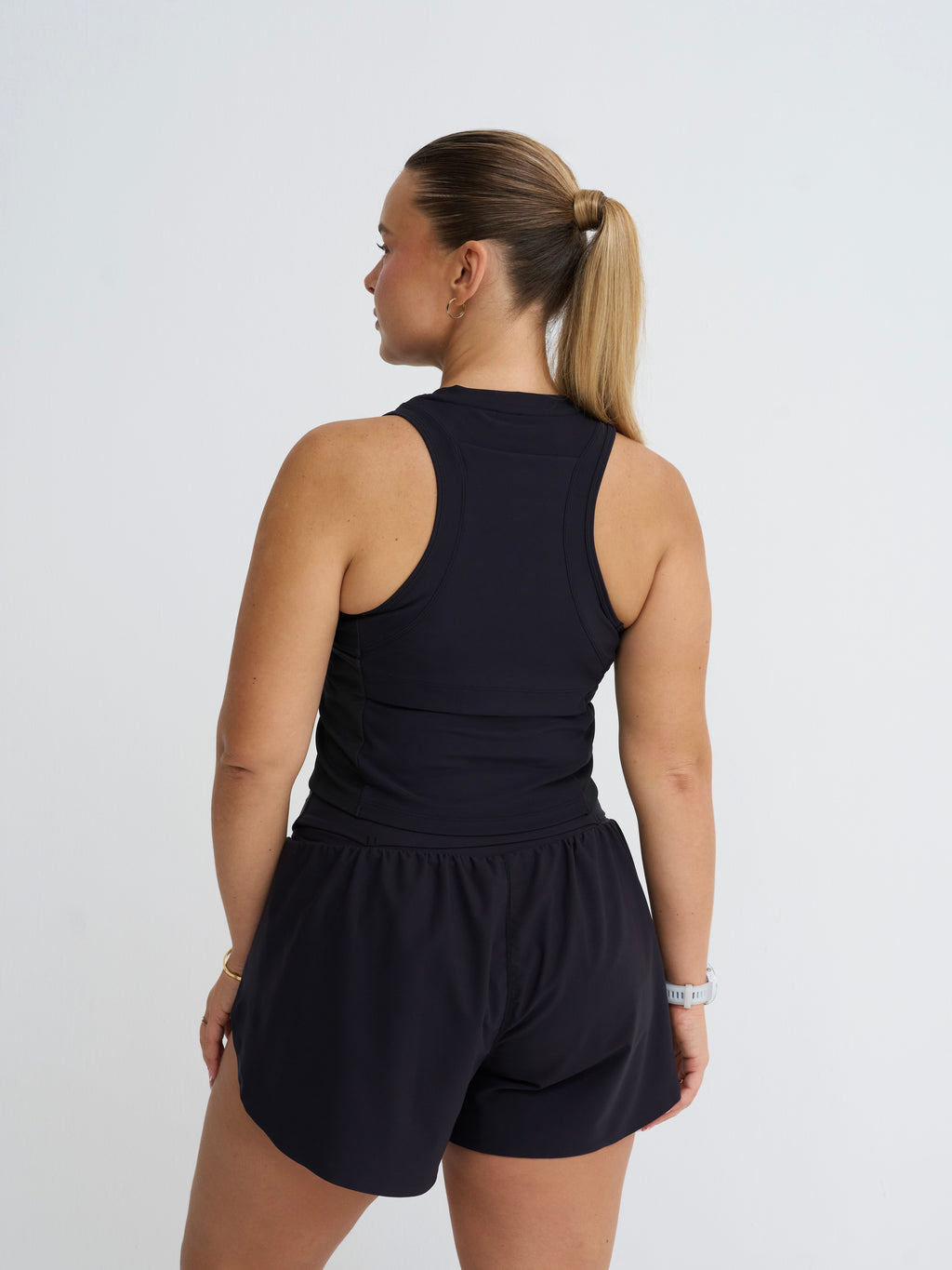 Cropped Race Tank in Black
