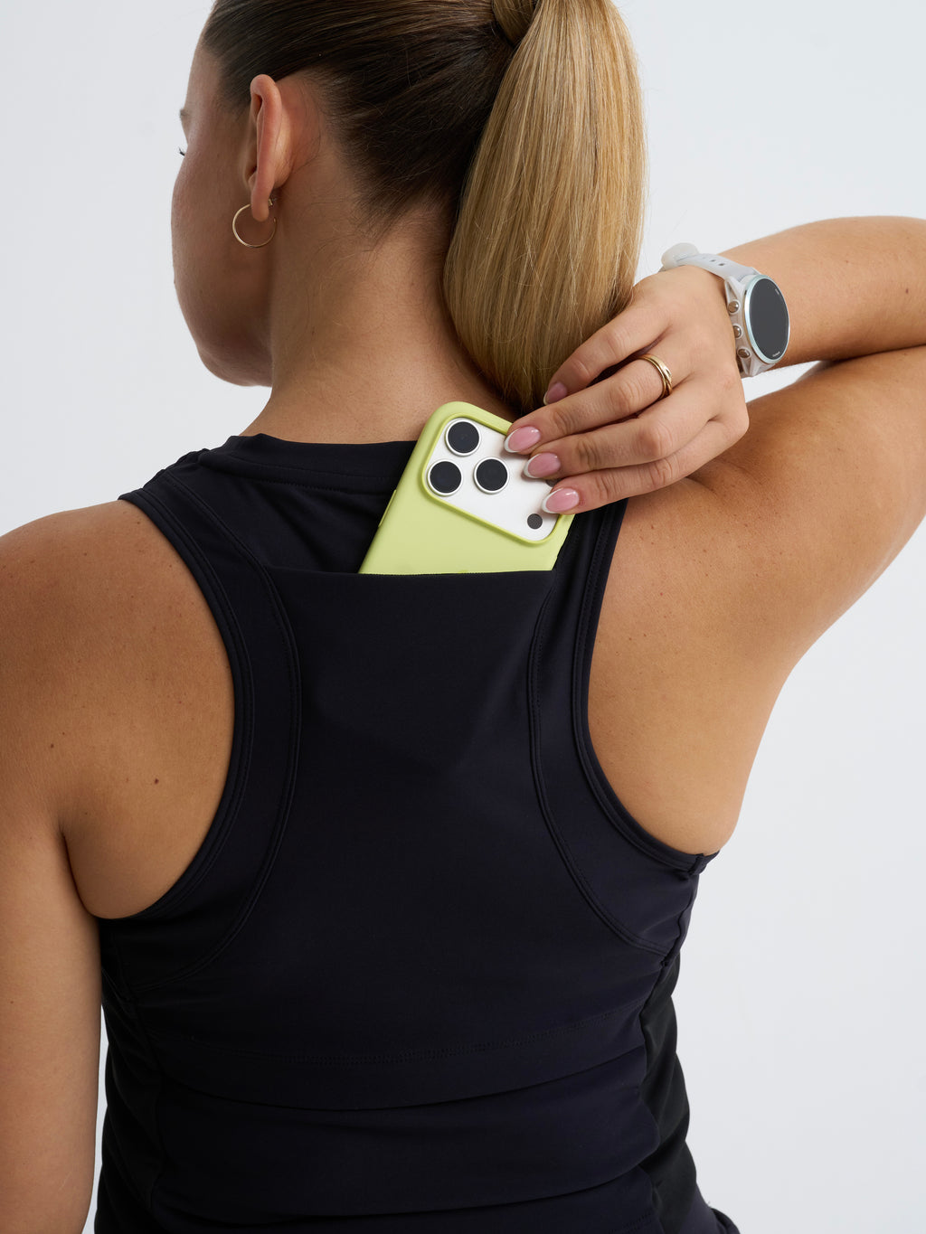 Cropped Race Tank in Black