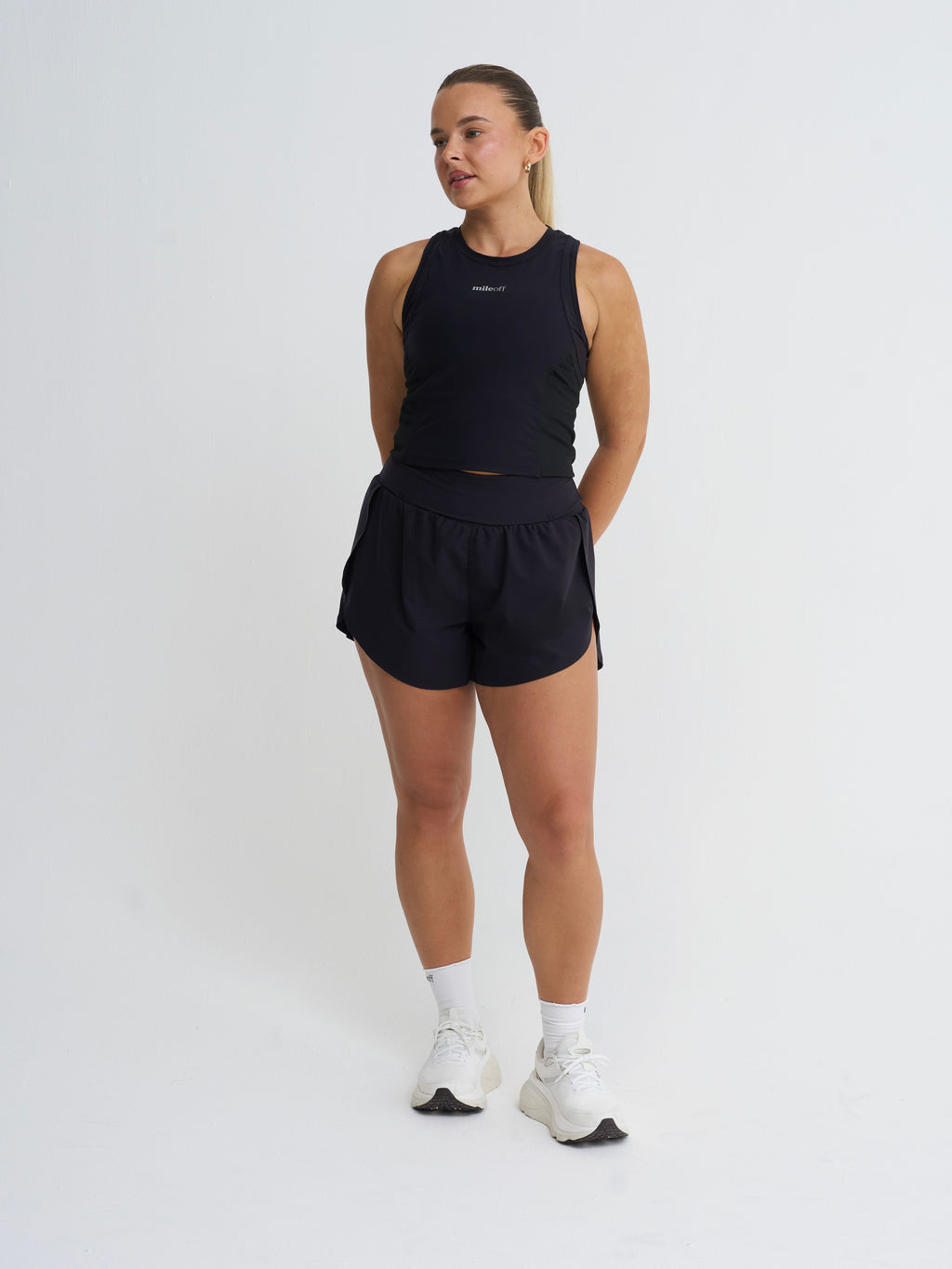 Cropped Race Tank in Black