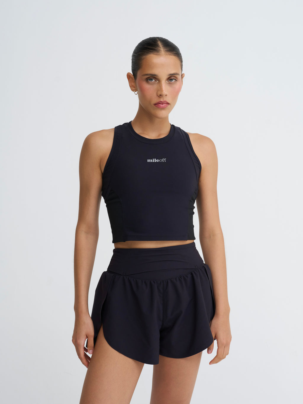 Cropped Race Tank in Black