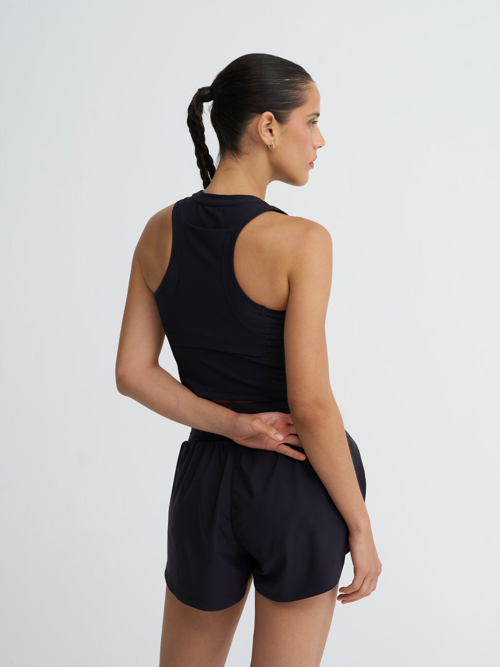 Cropped Race Tank in Black
