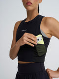 Cropped Race Tank in Black