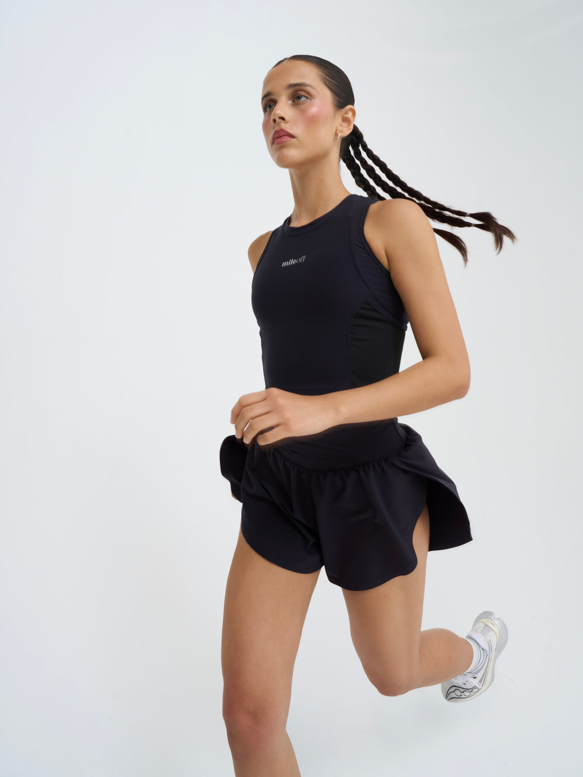 Cropped Race Tank in Black