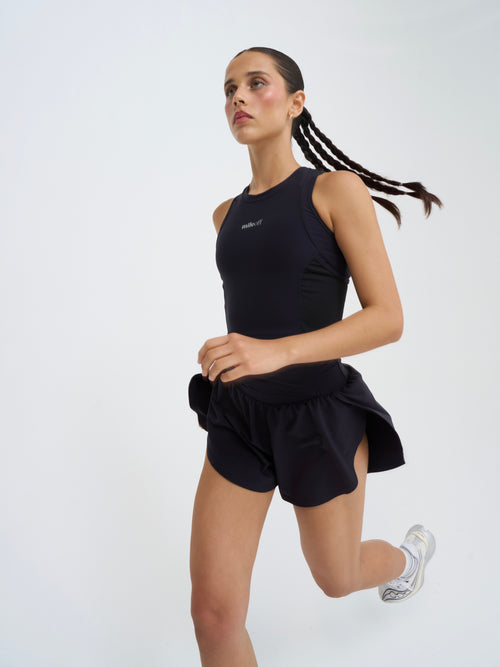 Cropped Race Tank in Black