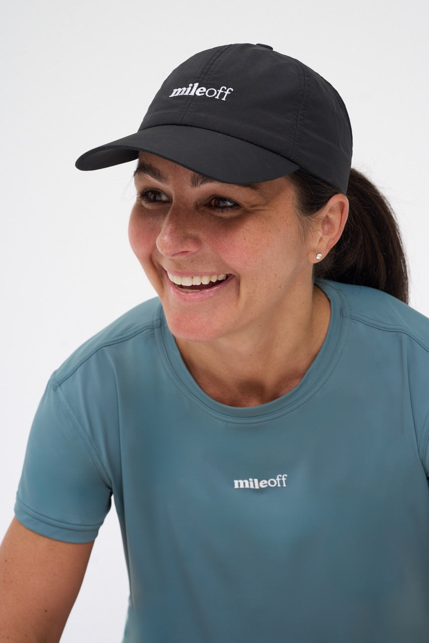 Cropped Run Tee in Teal