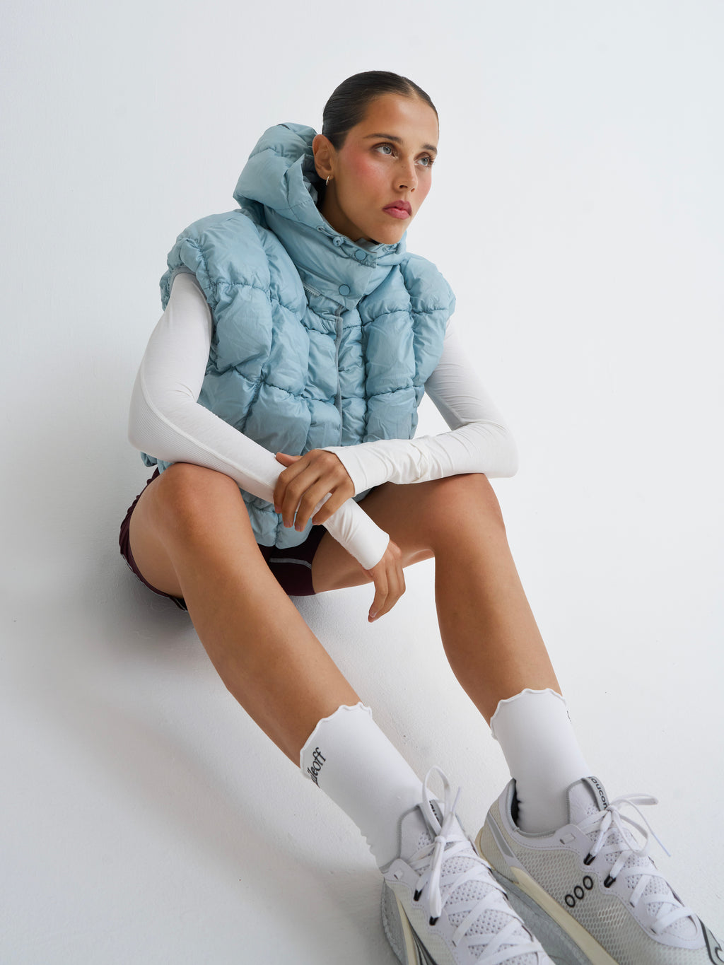 RunPuff Quilted Body Warmer in Blue Frost