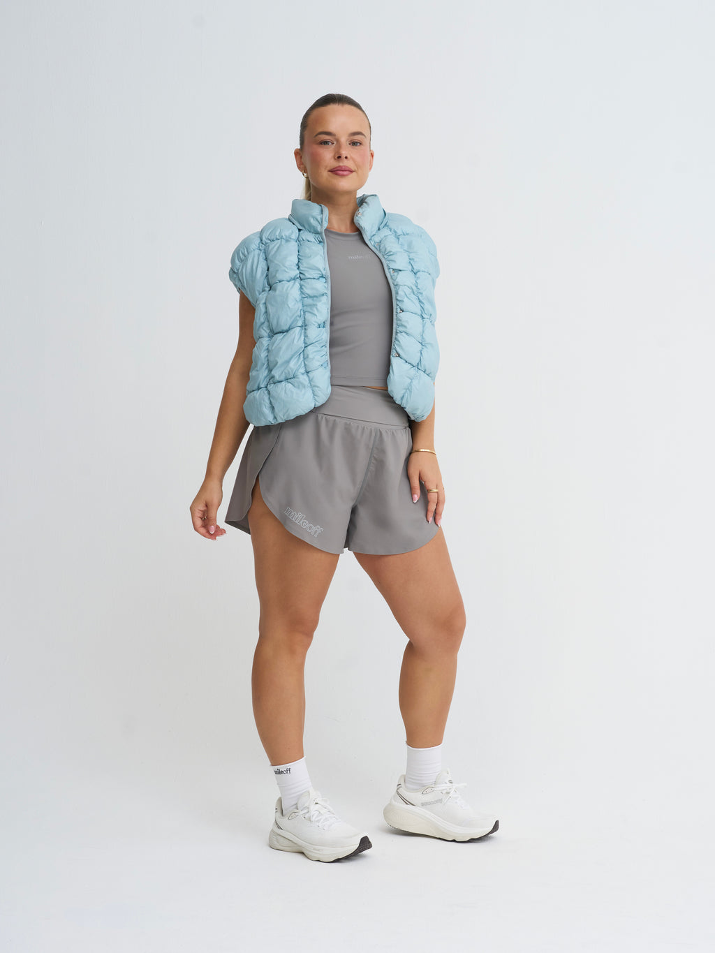 Cropped Race Tank In Grey Haze