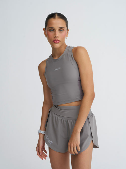 Cropped Race Tank In Grey Haze