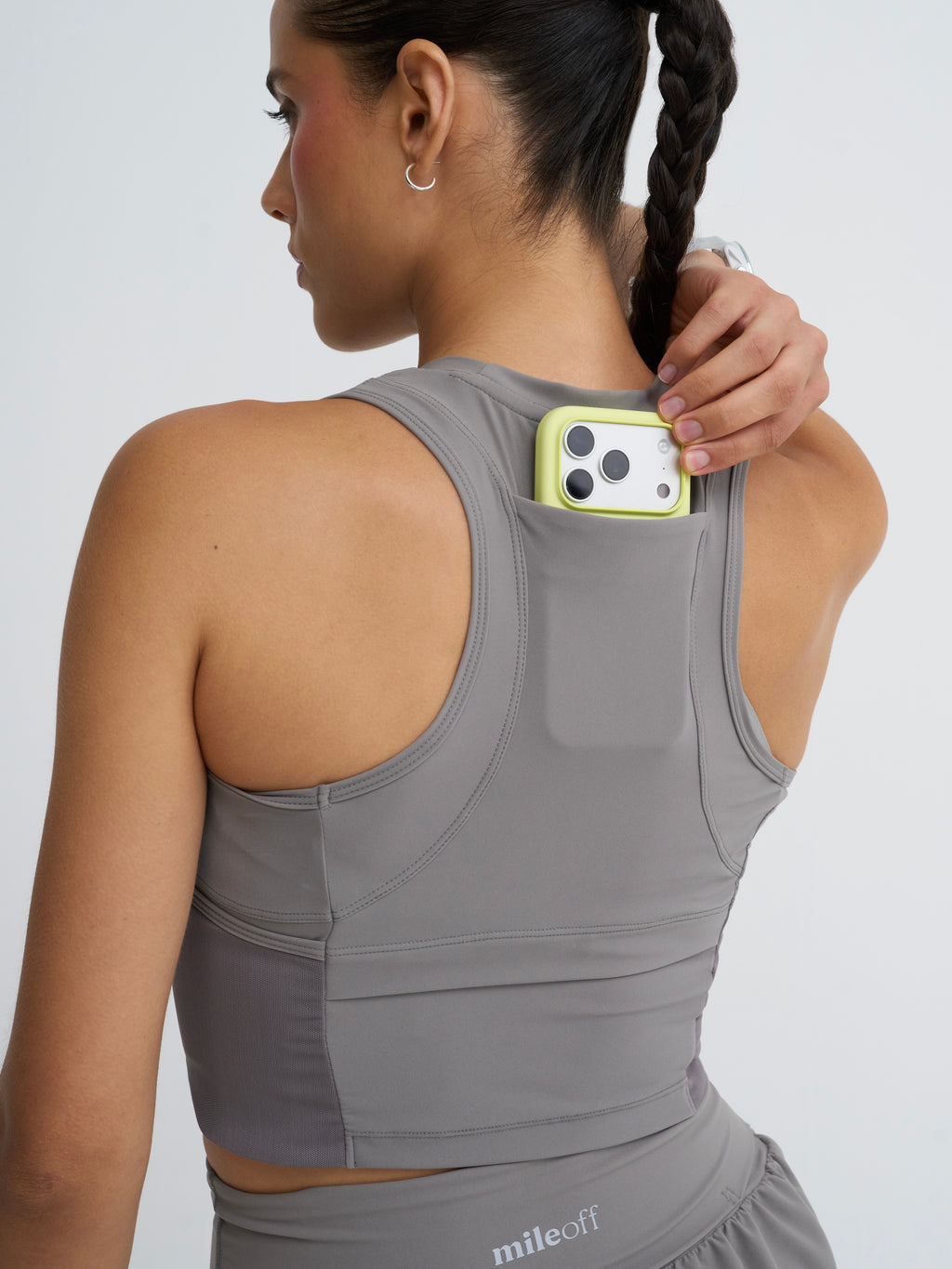 Cropped Race Tank In Grey Haze