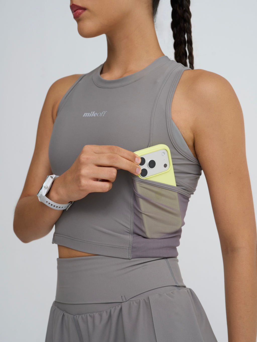 Cropped Race Tank In Grey Haze