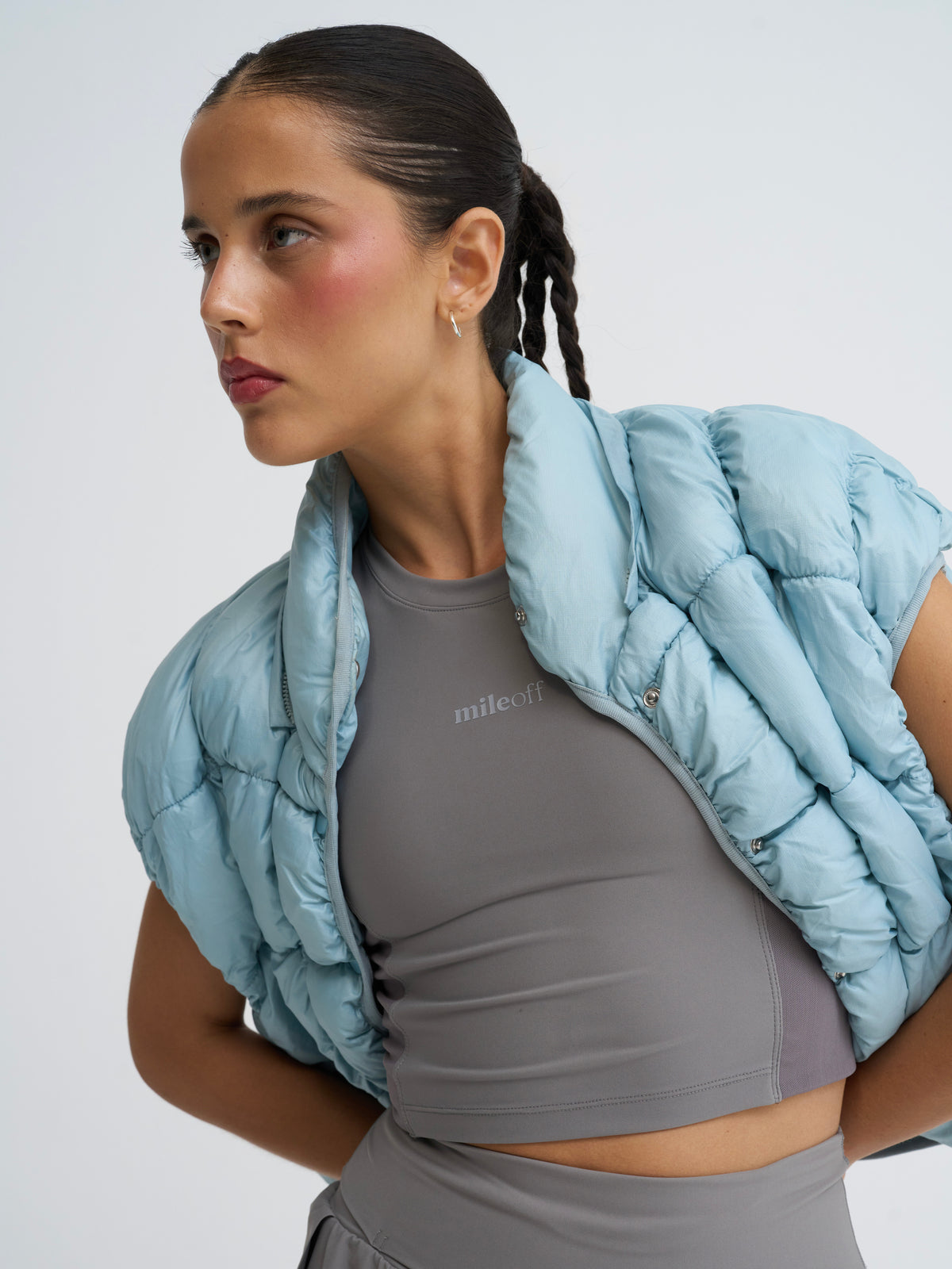 Cropped Race Tank In Grey Haze