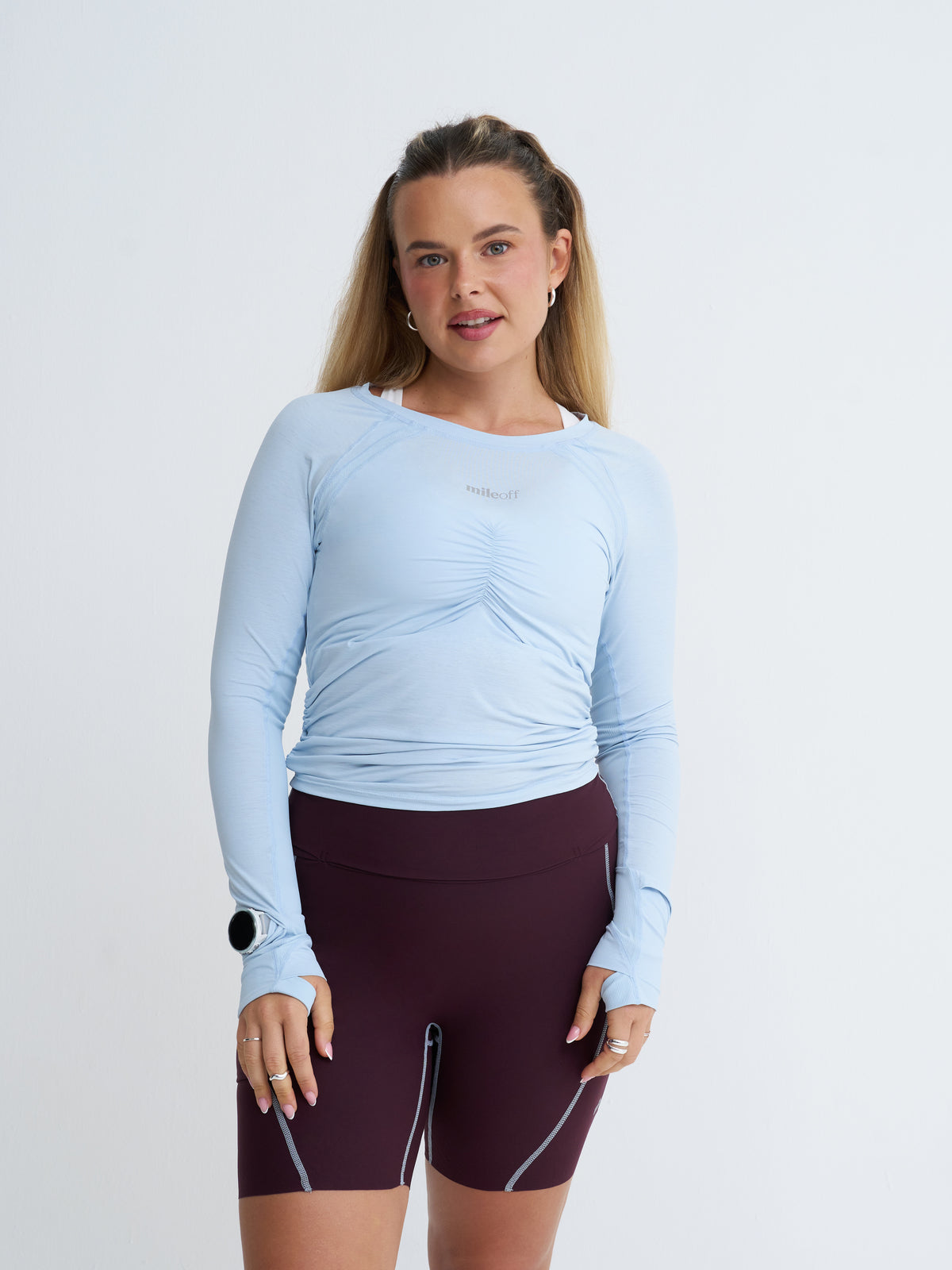 Long Sleeve Run Layer in Blue Frost