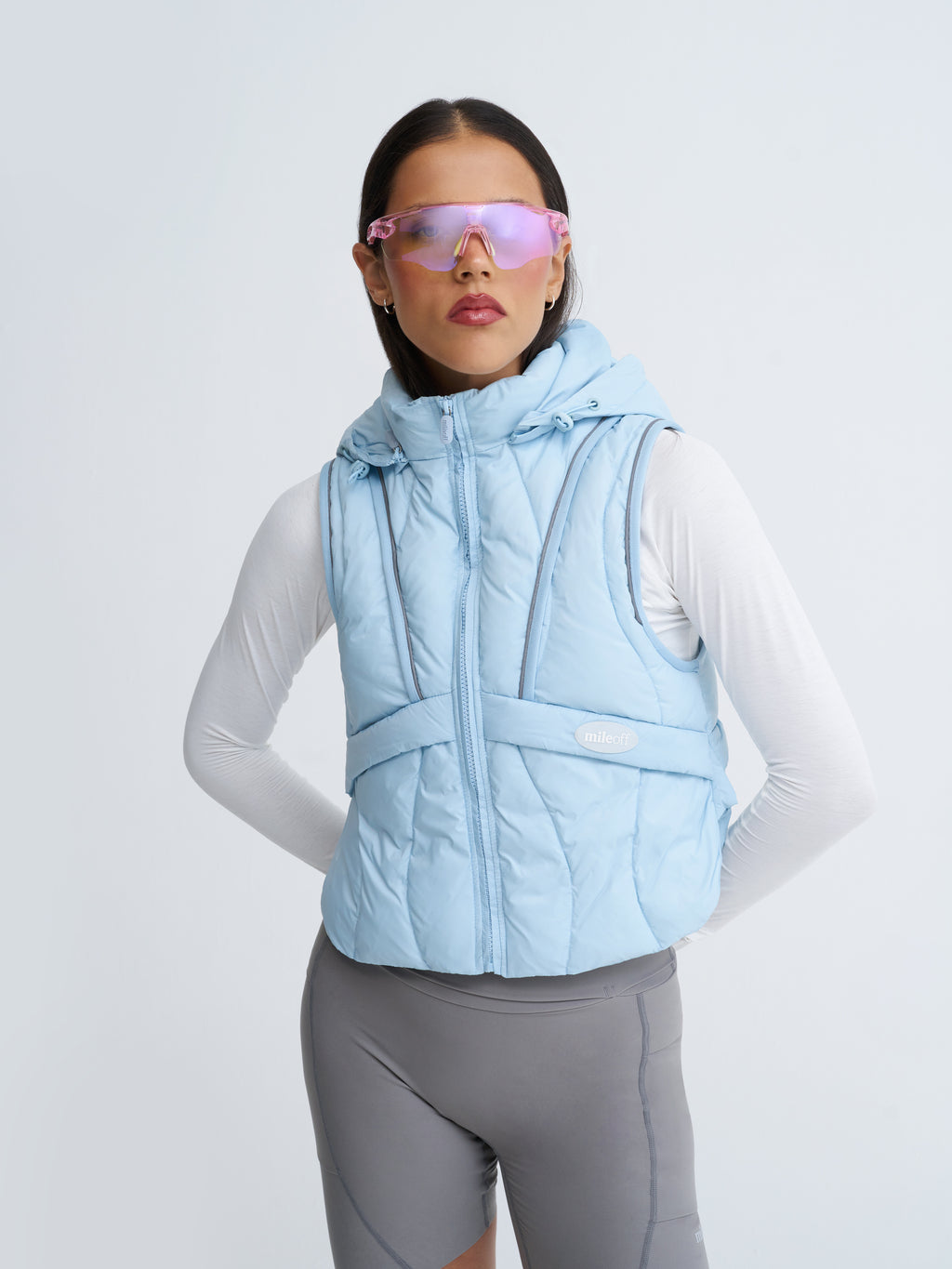 Padded Running Gilet in Blue Frost