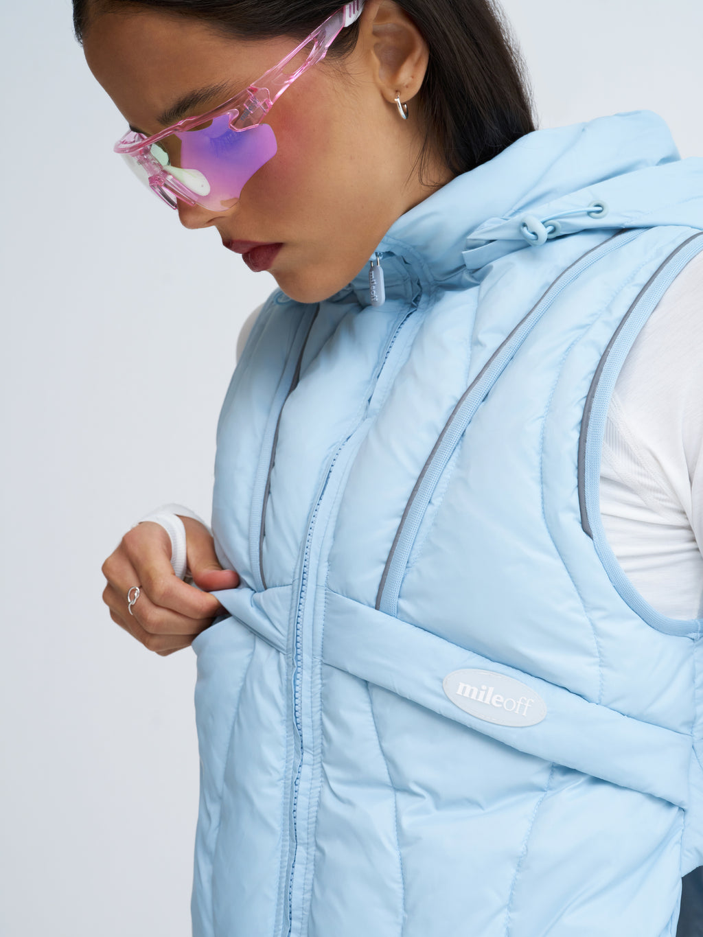 Padded Running Gilet in Blue Frost