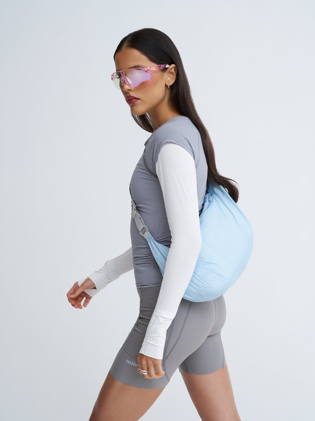 Padded Running Gilet in Blue Frost