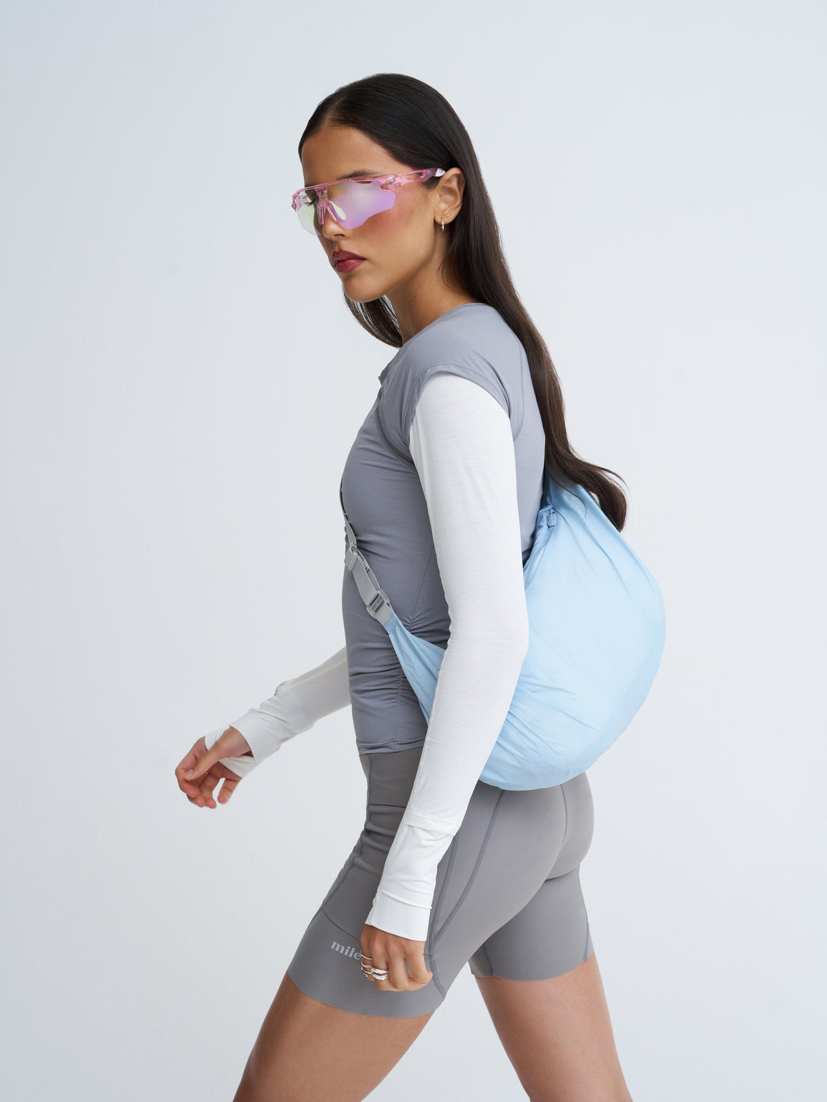 Padded Running Gilet in Blue Frost