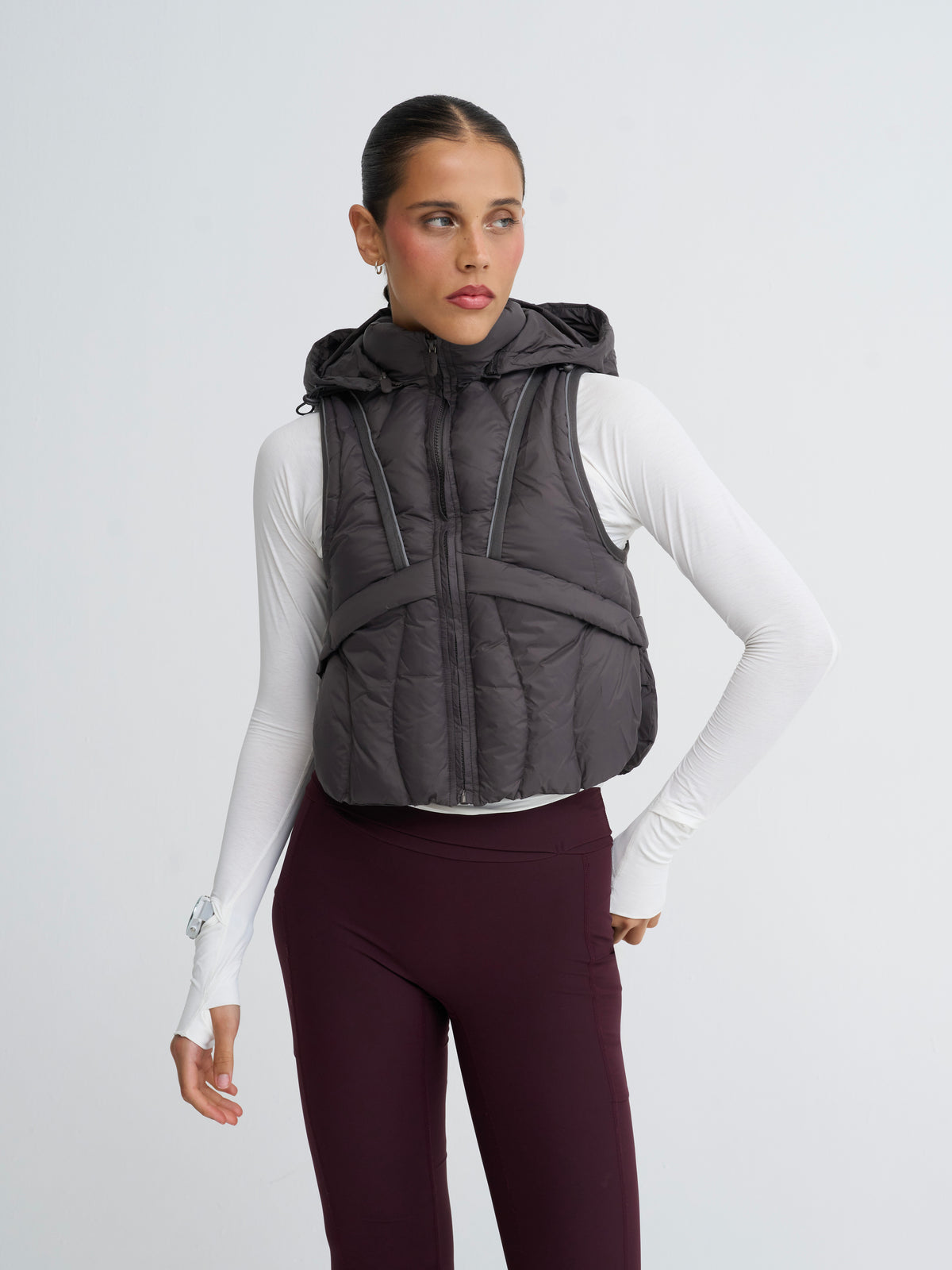 Padded Running Gilet in Grey Haze