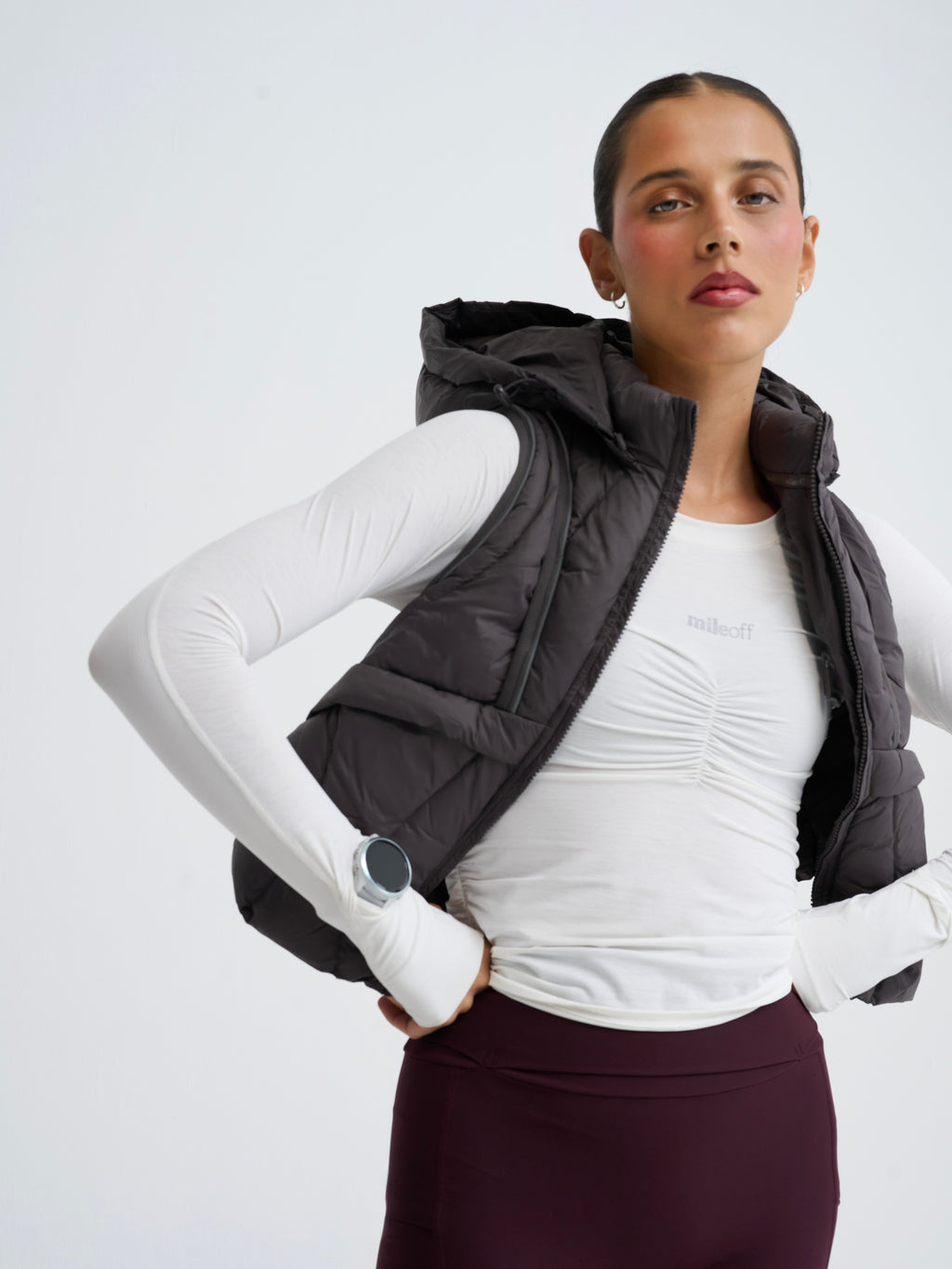 Padded Running Gilet in Grey Haze