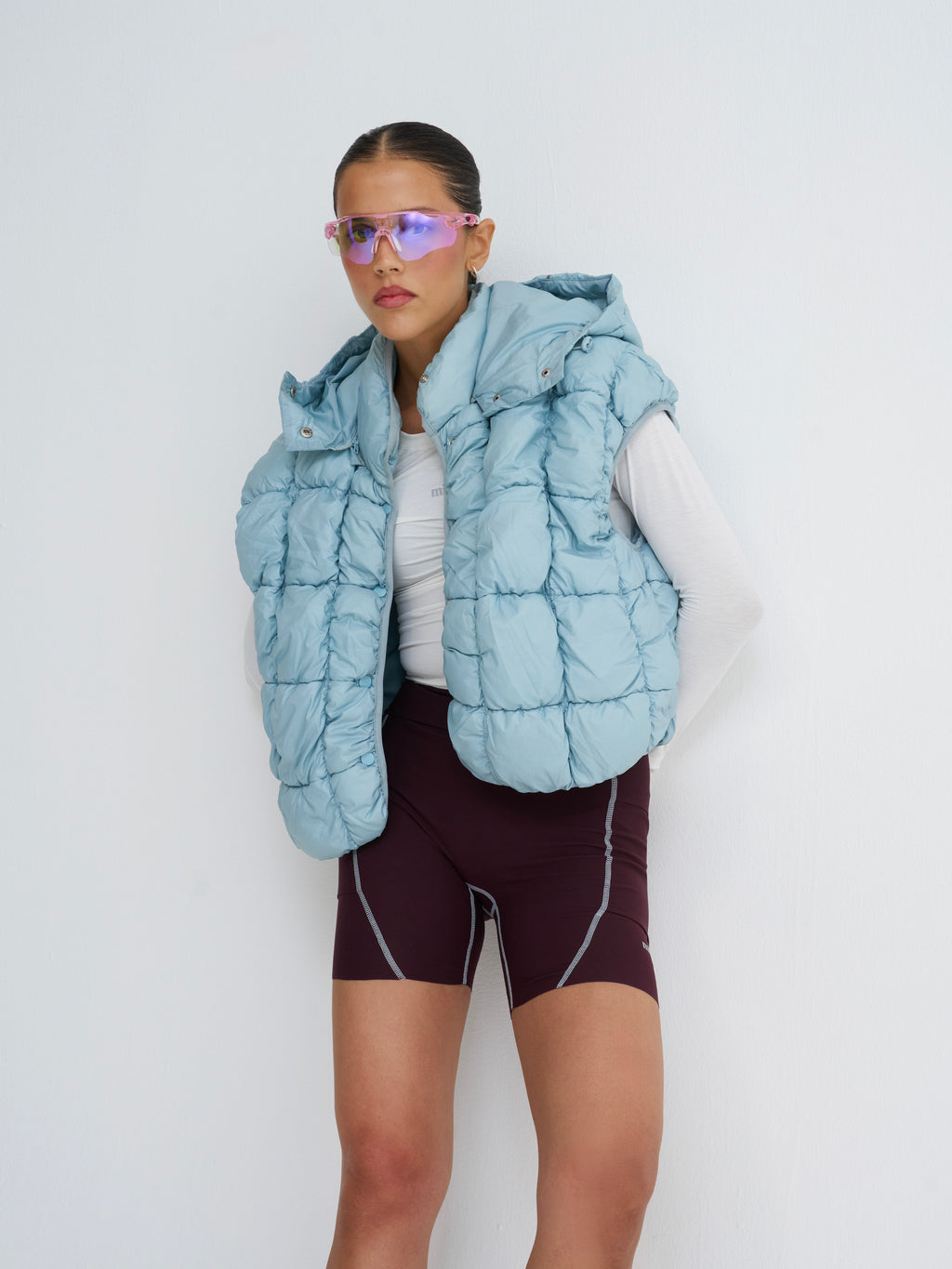 RunPuff Quilted Body Warmer in Blue Frost