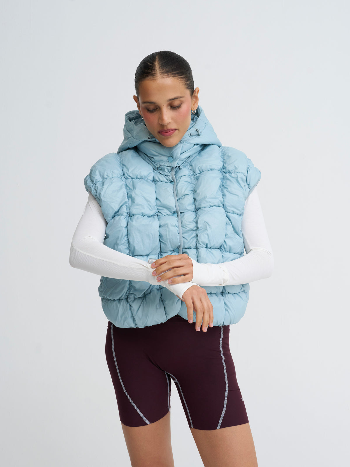 RunPuff Quilted Body Warmer in Blue Frost